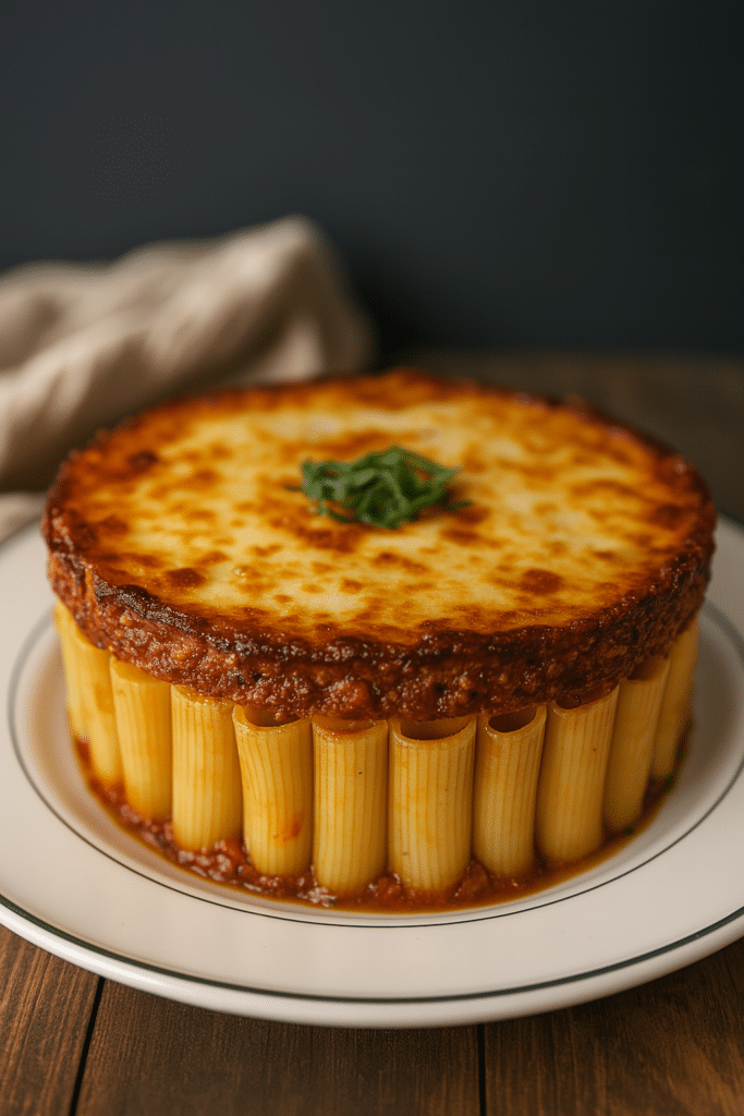 Honeycomb pasta cake in springform pan