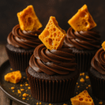 honeycomb cupcakes with honeycomb pieces