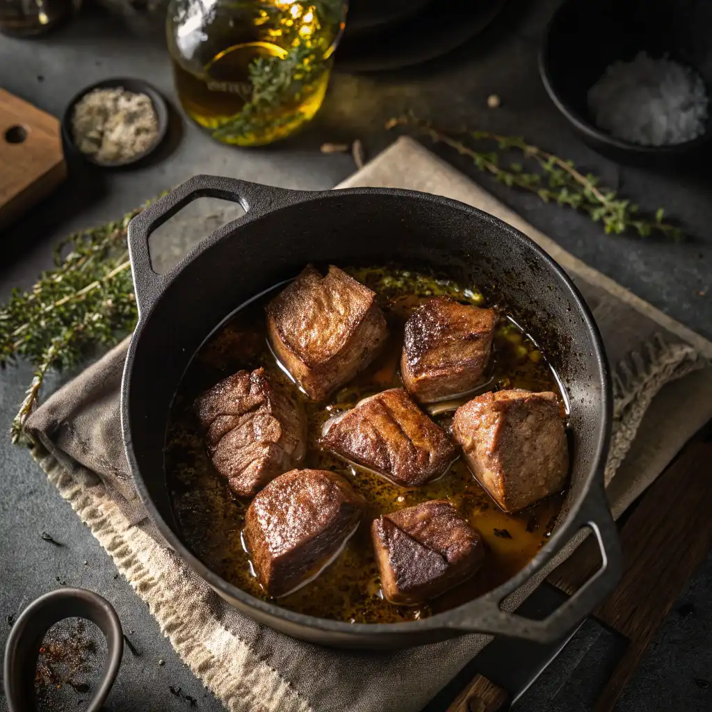 Hearty stew served with bread