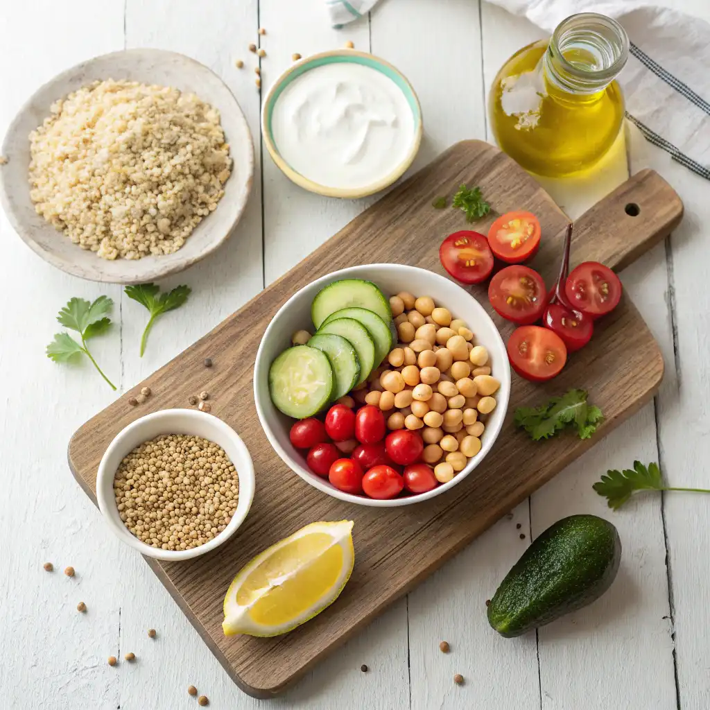  Fresh ingredients for quinoa bowl
