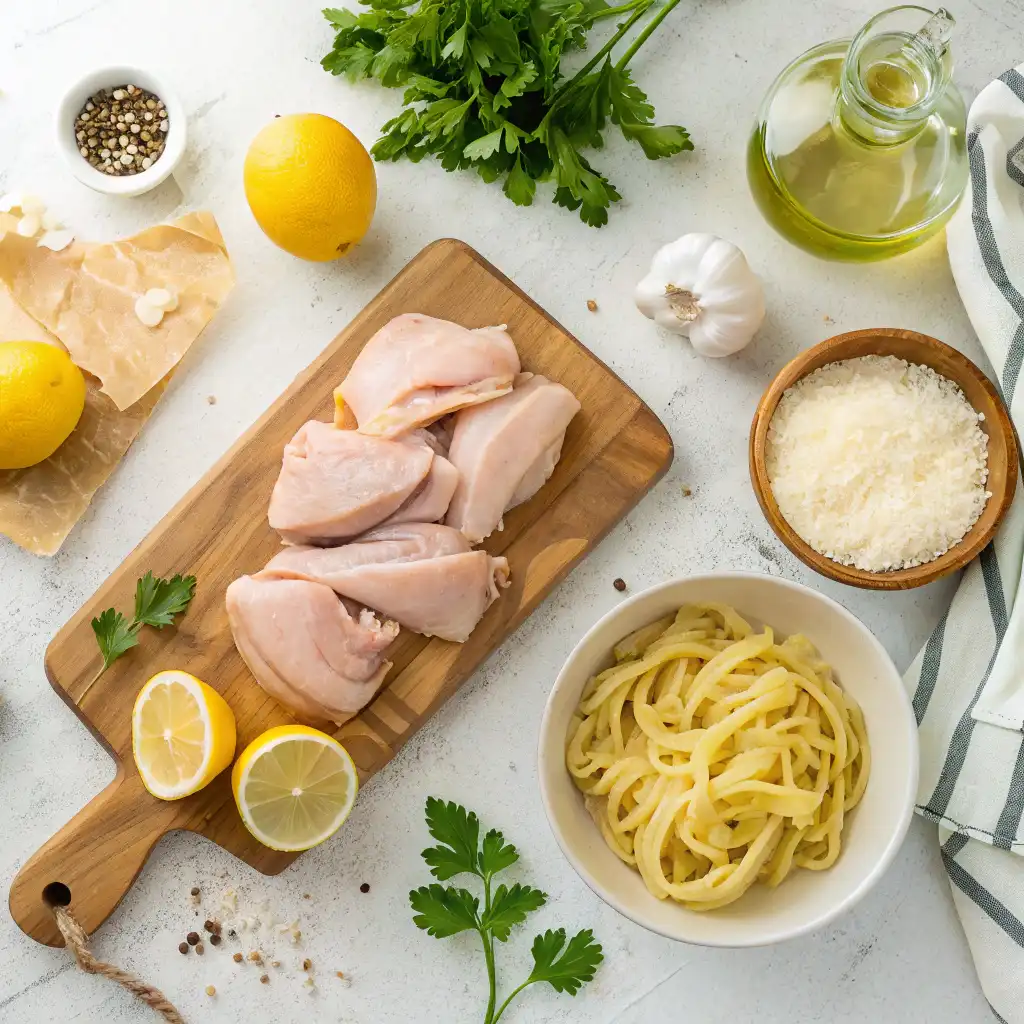 Ingredients for Lemon Garlic Butter Chicken Pasta
