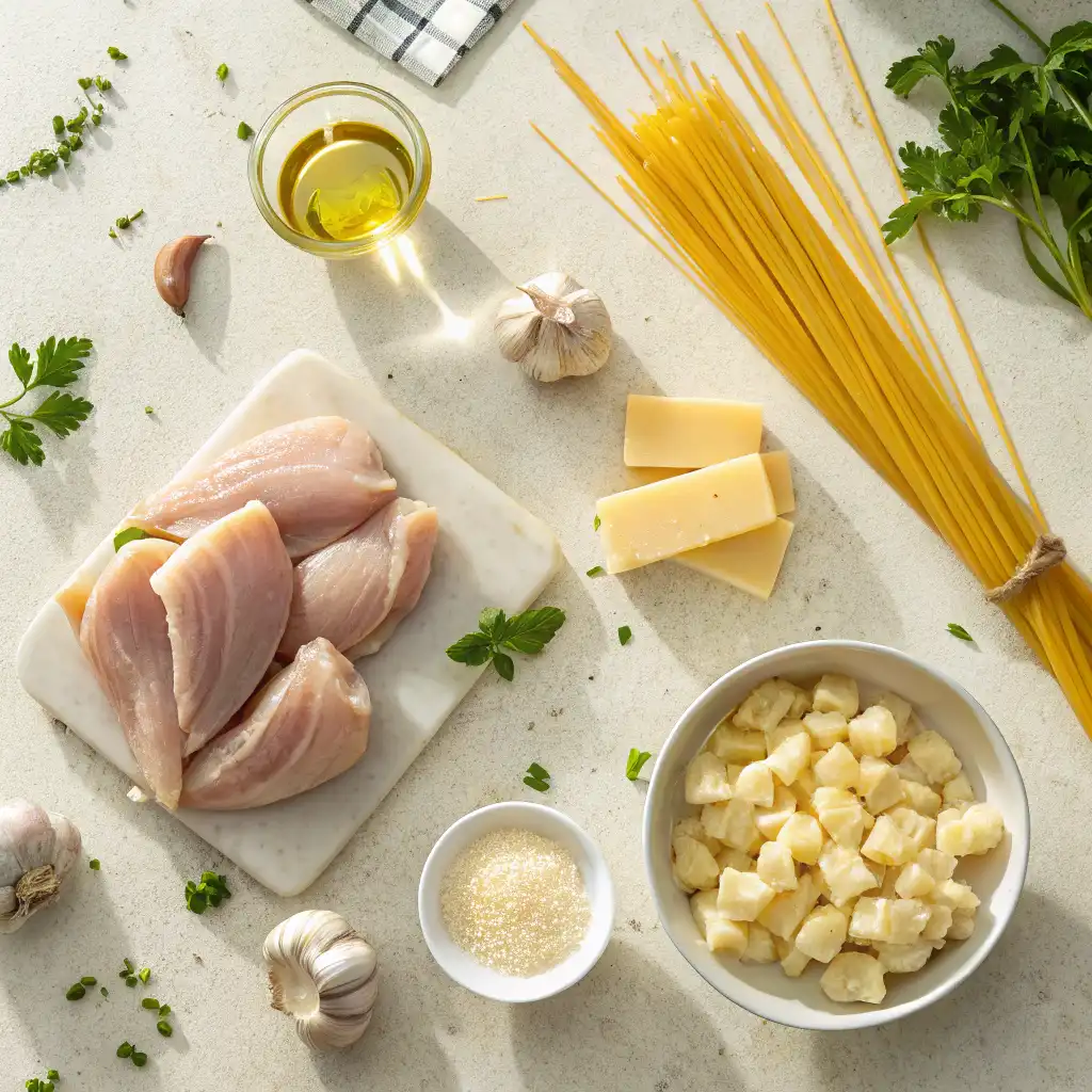 Ingredients for Garlic Butter Chicken and Pasta